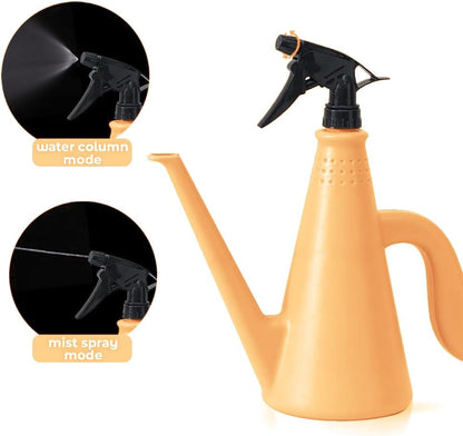 Plant Watering Can with Sprayer - 2 in 1 Watering Can Indoor Outdoor with Mister Water Spray Bottle for Plants - Indoor Watering Cans for House Plants, Flowers & Succulents - 34oz (Orange)