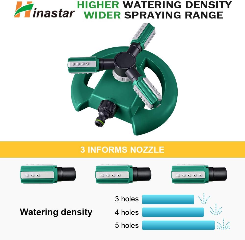 Lawn Sprinkler - Automatic 360 Degree Rotation Irrigation System for Large Area Coverage - Garden Water Sprinkler for Yard, Lawn, Kids (Deep Green, 1 Pack)