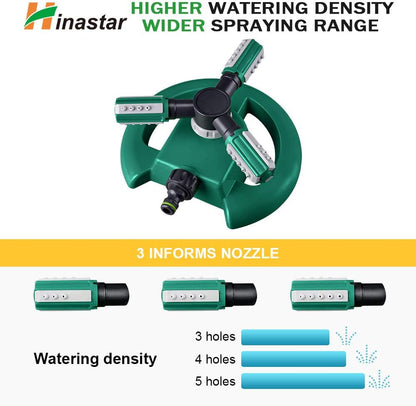 Lawn Sprinkler - Automatic 360 Degree Rotation Irrigation System for Large Area Coverage - Garden Water Sprinkler for Yard, Lawn, Kids (Deep Green, 1 Pack)