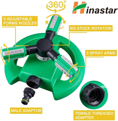 Lawn Sprinkler - Automatic 360 Degree Rotation Irrigation System for Large Area Coverage - Garden Water Sprinkler for Yard, Lawn, Kids (Deep Green, 1 Pack)