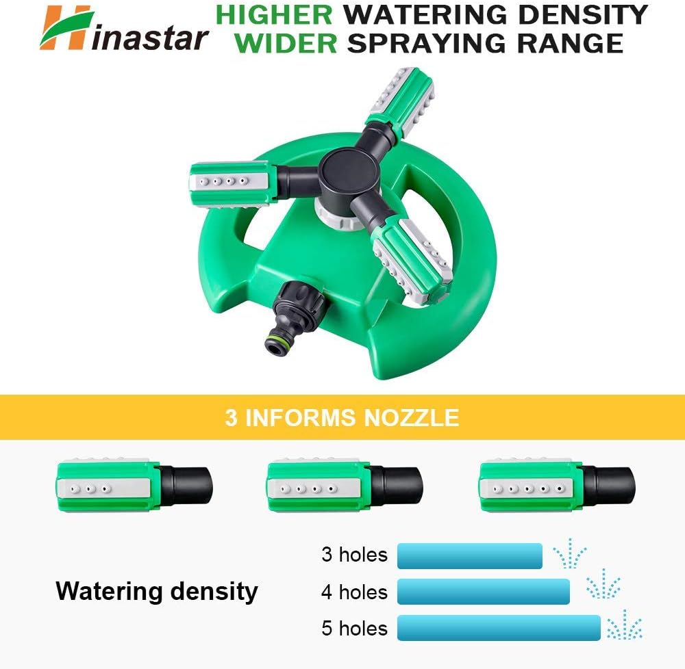 Lawn Sprinkler - Automatic 360 Degree Rotation Irrigation System for Large Area Coverage - Garden Water Sprinkler for Yard, Lawn, Kids (Deep Green, 1 Pack)