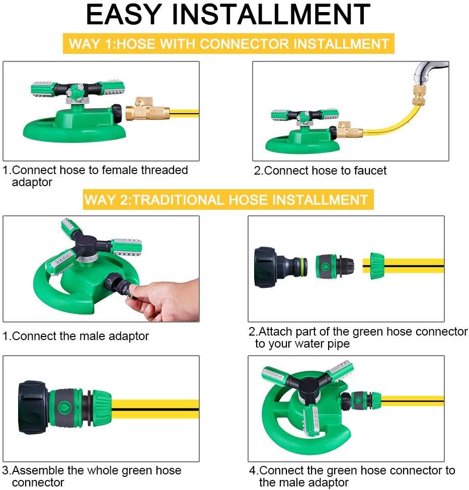 Lawn Sprinkler - Automatic 360 Degree Rotation Irrigation System for Large Area Coverage - Garden Water Sprinkler for Yard, Lawn, Kids (Deep Green, 1 Pack)