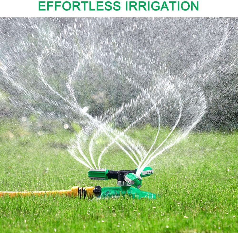 Lawn Sprinkler - Automatic 360 Degree Rotation Irrigation System for Large Area Coverage - Garden Water Sprinkler for Yard, Lawn, Kids (Deep Green, 1 Pack)
