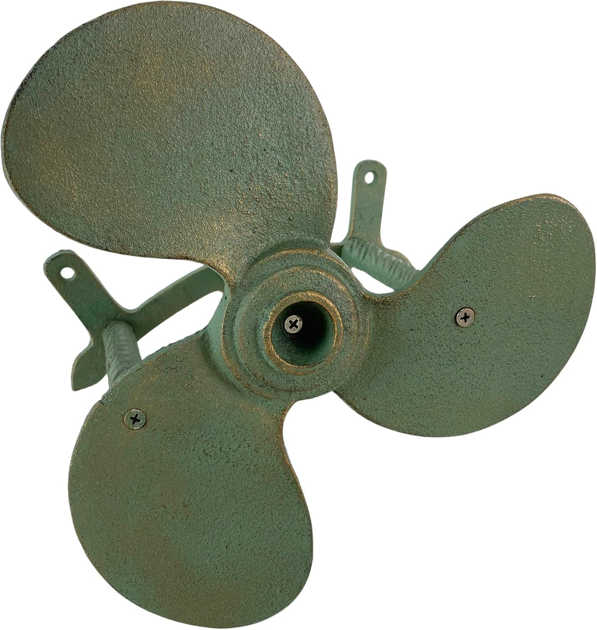 Sun Face Garden Hose Holder, 12 Inch Diameter Verdigris Green Cast Iron