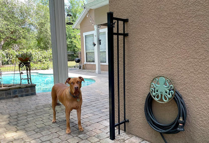 Sun Face Garden Hose Holder, 12 Inch Diameter Verdigris Green Cast Iron