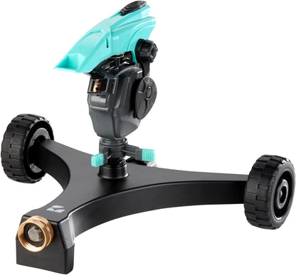 All-new Pulsating Lawn Sprinkler 300011, Impact Sprinkler w/ 70 ft Reach, 360° Range Gear & Pulsating Mechanism, 3,900 sq ft Lawn & Garden Watering, Metal Base w/Wheels