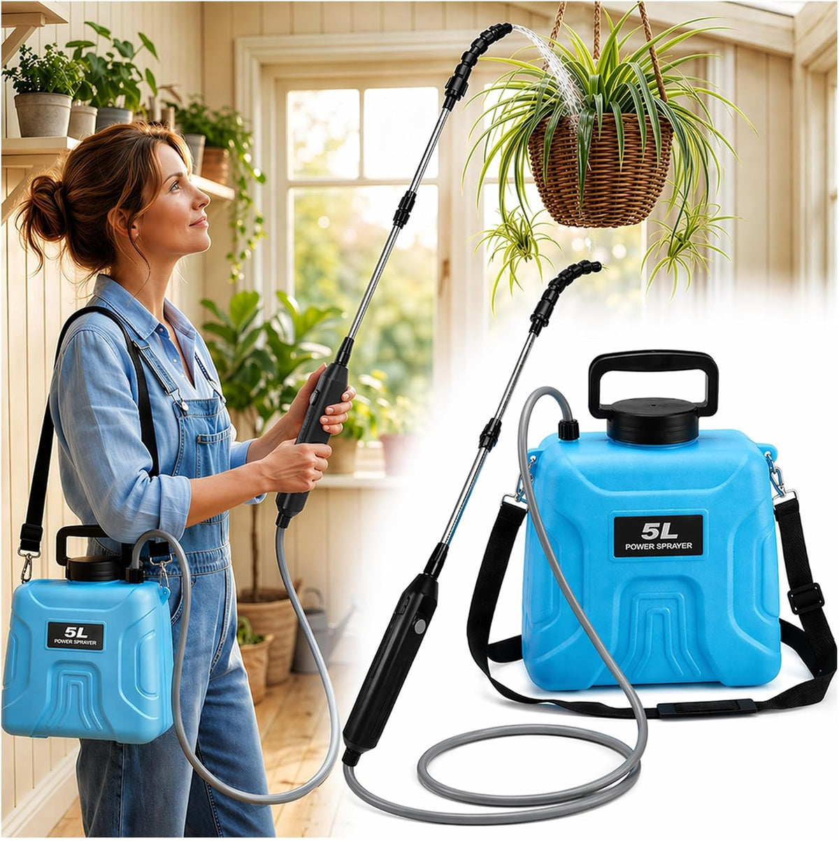 High Reach Plant Waterer with Spray Can Electric Water Sprayer