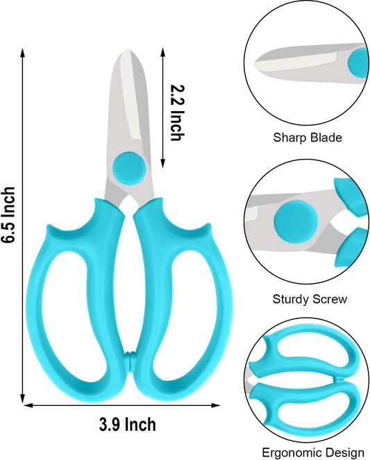 Flower Scissors - 4 Pcs Stainless Steel Flower Shears, Garden Plant Floral Shears for Fresh Flowers Stems (Blue, Green, Pink, Violet)