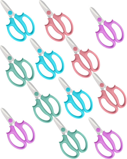 Flower Scissors - 4 Pcs Stainless Steel Flower Shears, Garden Plant Floral Shears for Fresh Flowers Stems (Blue, Green, Pink, Violet)