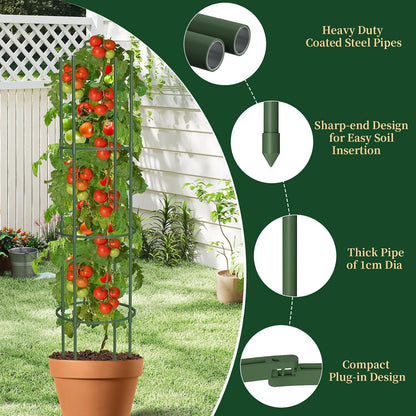 6 Pack Tomato Cages for Garden, 49" Tall Adjustable Heavy Duty Rust Resistant Tomato Trellis, with Upgraded Coupler for Raised Beds & Pots, Plant Stakes and Supports for Climbing Vegetables, Flowers