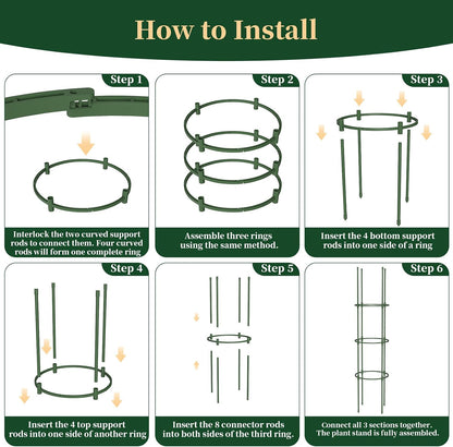 6 Pack Tomato Cages for Garden, 49" Tall Adjustable Heavy Duty Rust Resistant Tomato Trellis, with Upgraded Coupler for Raised Beds & Pots, Plant Stakes and Supports for Climbing Vegetables, Flowers