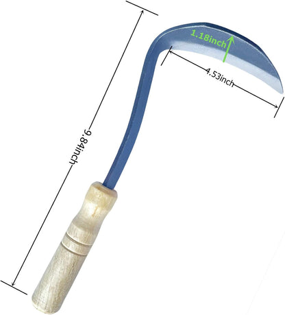 Gardening Hand Tools, Garden Hoe for Weeding, Japanese Weeding Sickle, Left Hand Scythe Tool for Grass Cutting