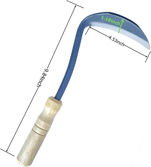 Gardening Hand Tools, Garden Hoe for Weeding, Japanese Weeding Sickle, Left Hand Scythe Tool for Grass Cutting