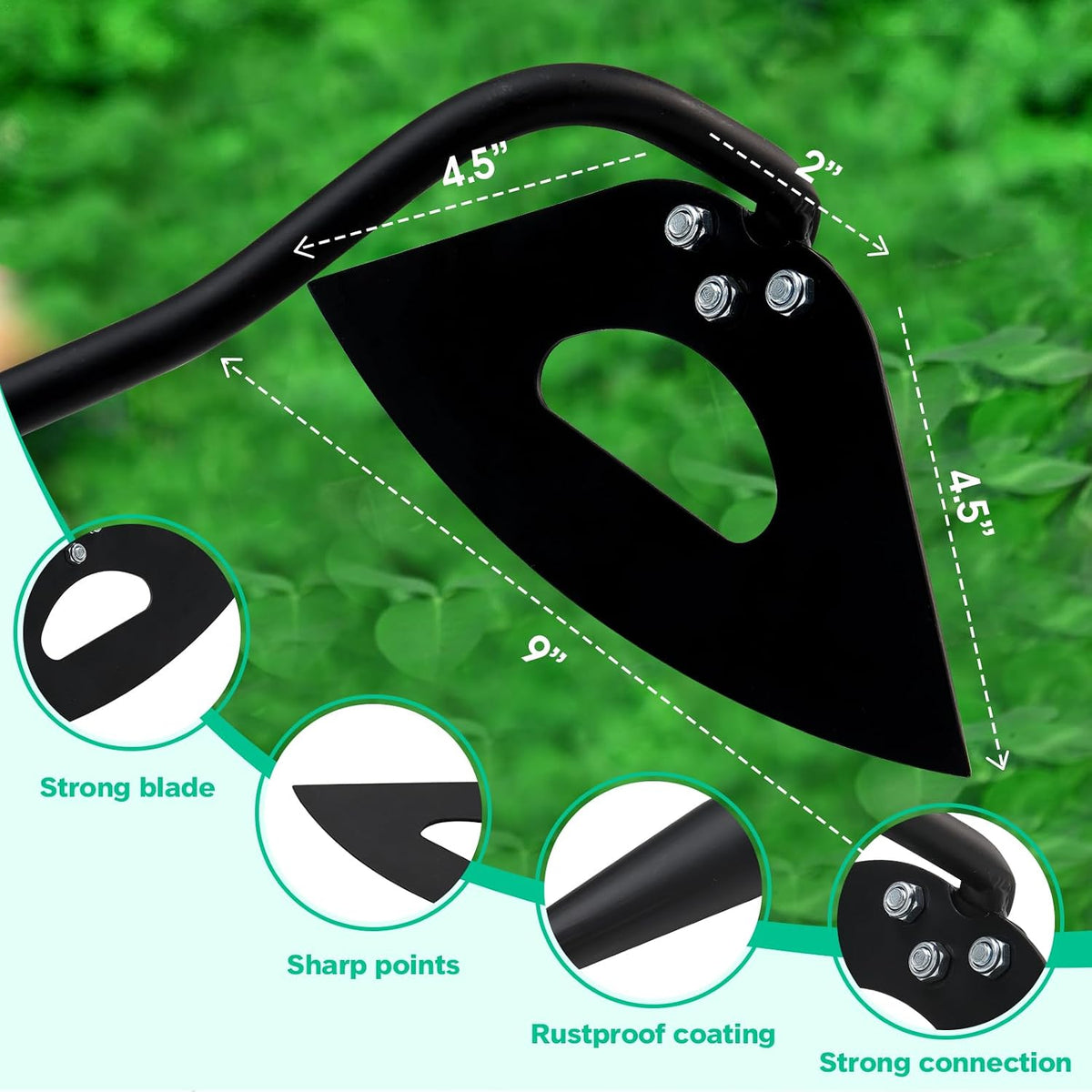 Hoe Garden Tool with 70Inch Long Handle, Heavy Duty Garden Hoes for Weeding Loosening Soil Digging Planting Ridging, Handy Hoe Gardening Tools Weeding Hoe