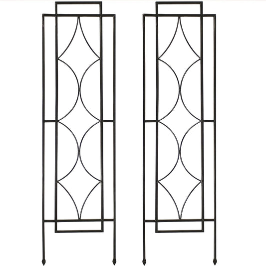 Sunnydaze 48" Black Metal Garden Trellis for Climbing Plants, 2-Pack