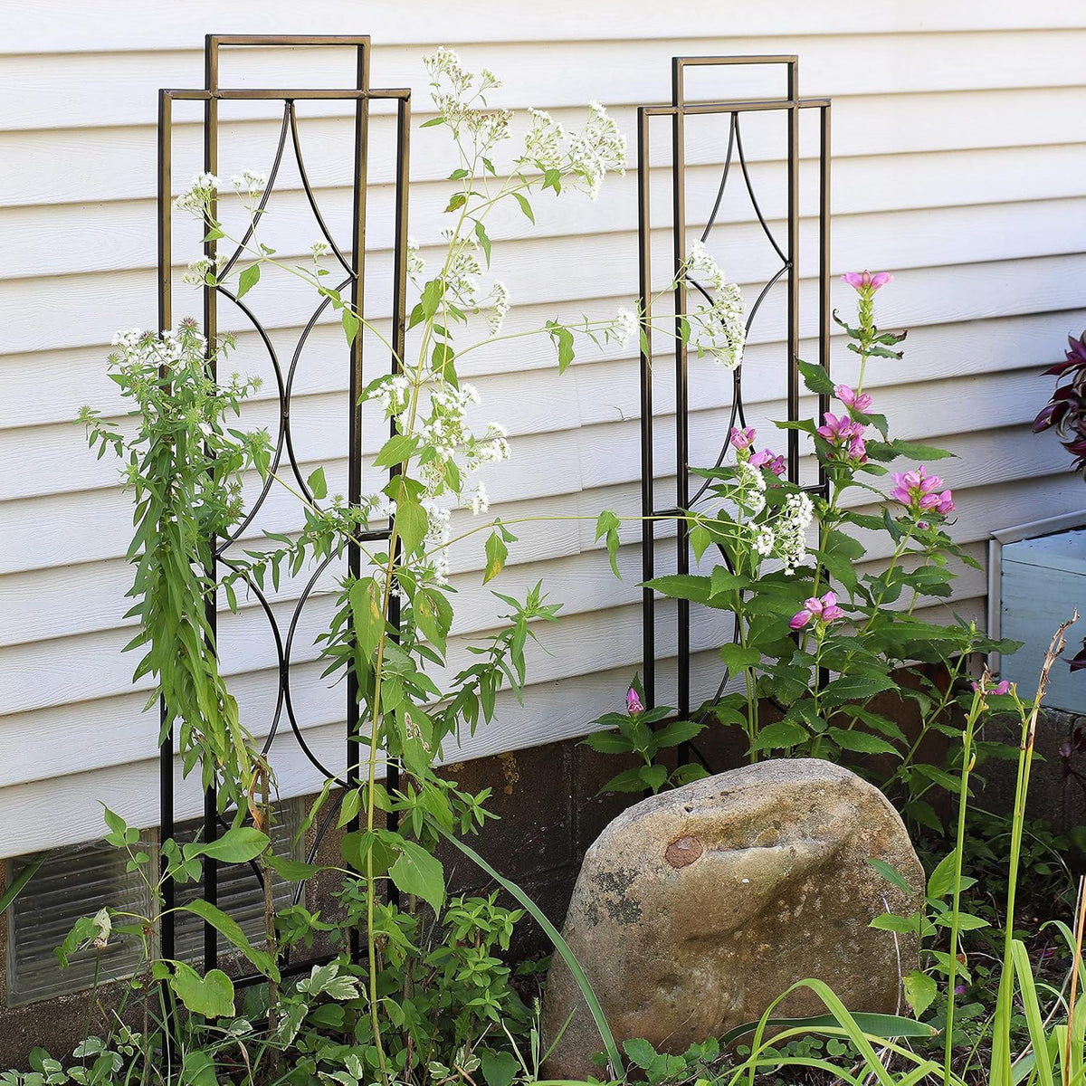 Sunnydaze 48" Black Metal Garden Trellis for Climbing Plants, 2-Pack