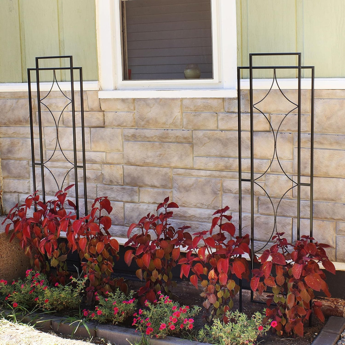 Sunnydaze 48" Black Metal Garden Trellis for Climbing Plants, 2-Pack