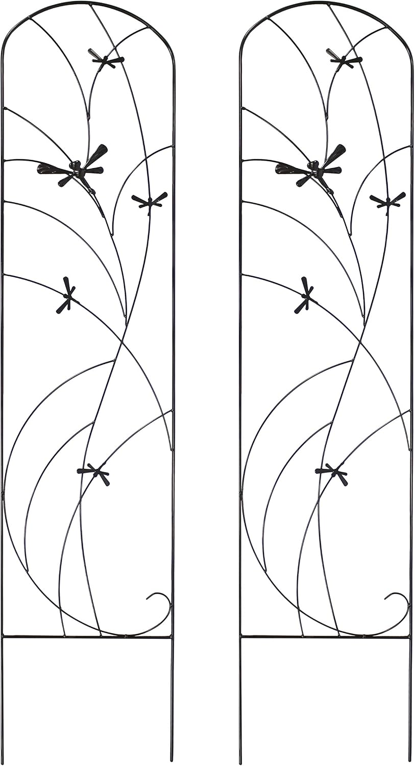 Sunnydaze 48" Black Metal Garden Trellis for Climbing Plants, 2-Pack