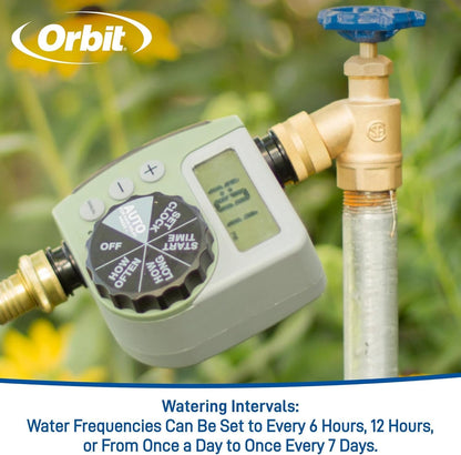 One Outlet Single-Dial Hose Faucet Timer - Easy Programmable - For Garden Watering System - LCD Hose Timer with Adjustable Watering Schedule - 62056