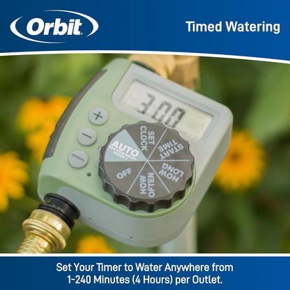 One Outlet Single-Dial Hose Faucet Timer - Easy Programmable - For Garden Watering System - LCD Hose Timer with Adjustable Watering Schedule - 62056