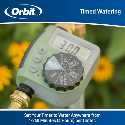 One Outlet Single-Dial Hose Faucet Timer - Easy Programmable - For Garden Watering System - LCD Hose Timer with Adjustable Watering Schedule - 62056