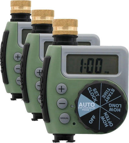 One Outlet Single-Dial Hose Faucet Timer - Easy Programmable - For Garden Watering System - LCD Hose Timer with Adjustable Watering Schedule - 62056