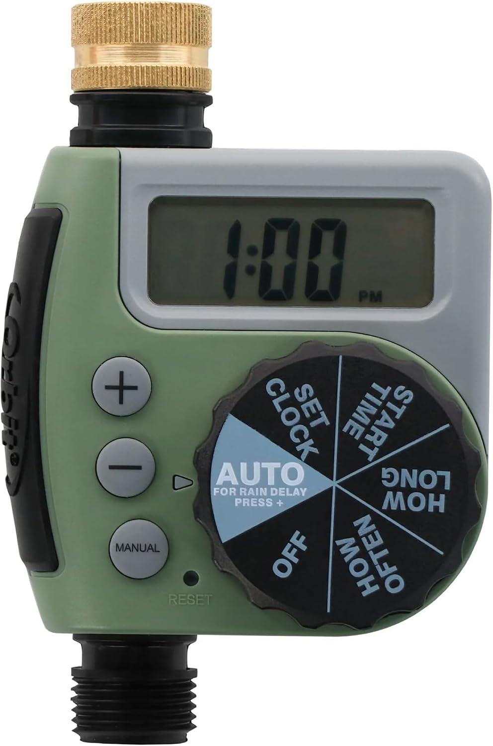 One Outlet Single-Dial Hose Faucet Timer - Easy Programmable - For Garden Watering System - LCD Hose Timer with Adjustable Watering Schedule - 62056