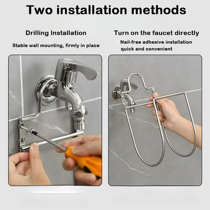 Stainless Steel Hose Holder Wall Mount- Wall Mount Garden Hose Hook for Outside, Sturdy Water Hose Holders for Garage, Vacuum Lines and Extension Cords
