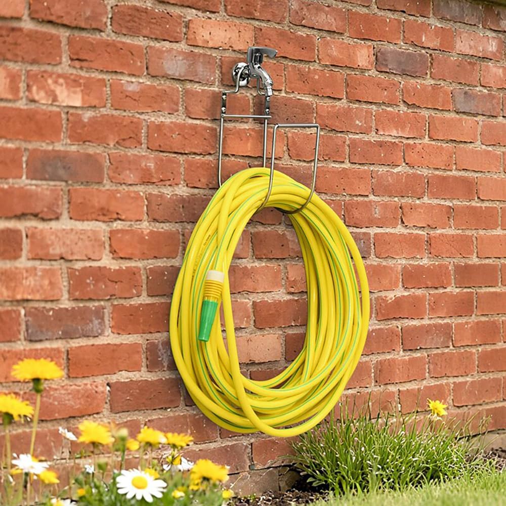 Stainless Steel Hose Holder Wall Mount- Wall Mount Garden Hose Hook for Outside, Sturdy Water Hose Holders for Garage, Vacuum Lines and Extension Cords