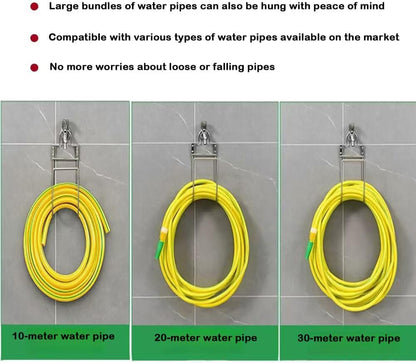 Stainless Steel Hose Holder Wall Mount- Wall Mount Garden Hose Hook for Outside, Sturdy Water Hose Holders for Garage, Vacuum Lines and Extension Cords