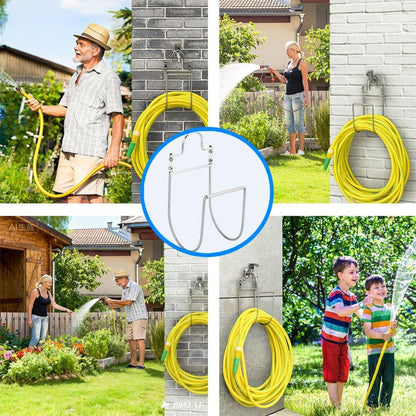 Stainless Steel Hose Holder Wall Mount- Wall Mount Garden Hose Hook for Outside, Sturdy Water Hose Holders for Garage, Vacuum Lines and Extension Cords