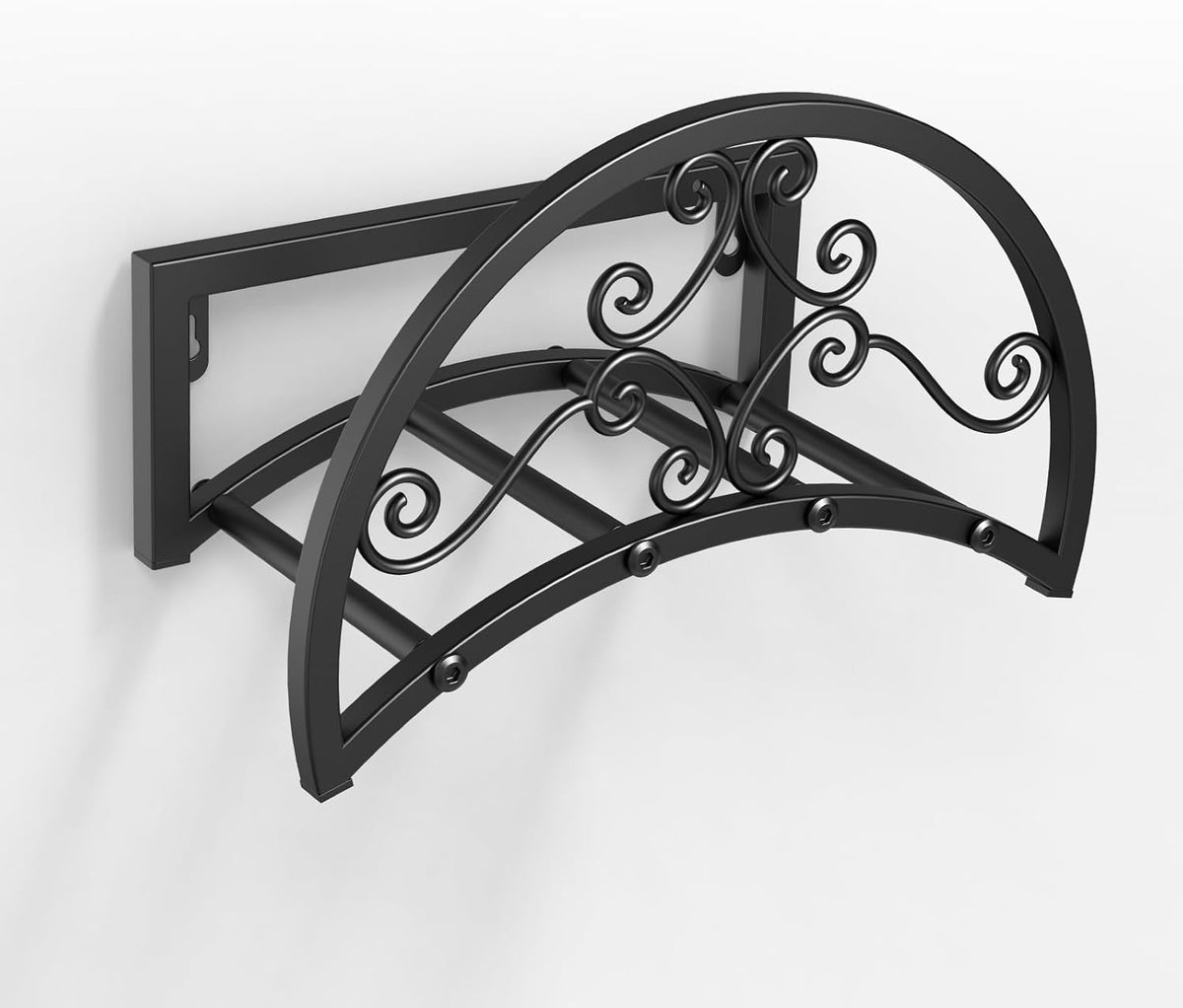 Garden Hose Holder, Heavy Duty Water Hose Holder Wall Mount Holds 125-ft Water Pipe, Decorative Detachable Metal Hose Hanger Storage Organizer Reel Rack for Outside Lawn Yard Farm, Black