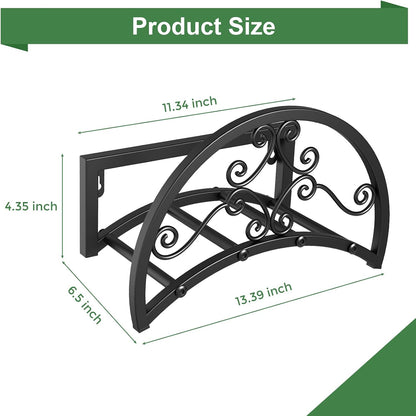 Garden Hose Holder, Heavy Duty Water Hose Holder Wall Mount Holds 125-ft Water Pipe, Decorative Detachable Metal Hose Hanger Storage Organizer Reel Rack for Outside Lawn Yard Farm, Black
