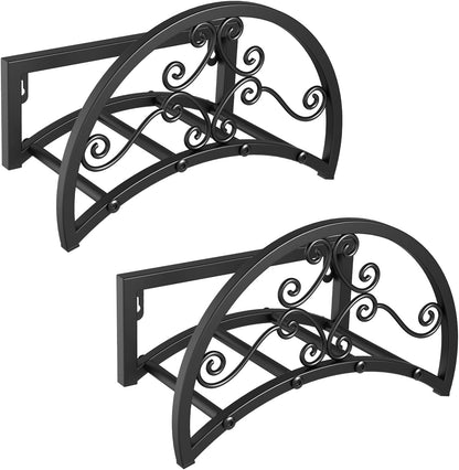 Garden Hose Holder, Heavy Duty Water Hose Holder Wall Mount Holds 125-ft Water Pipe, Decorative Detachable Metal Hose Hanger Storage Organizer Reel Rack for Outside Lawn Yard Farm, Black