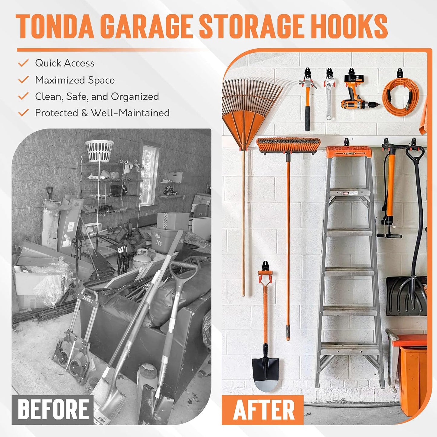 Garage Hooks, 20 Pack Wall Storage Hooks for Bike, Ladder and Tools