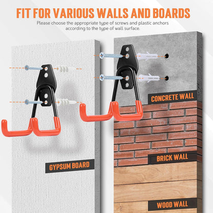 Garage Hooks, 20 Pack Wall Storage Hooks for Bike, Ladder and Tools