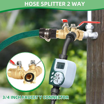 Brass Garden Hose Splitter 2 Way Heavy Duty Y Valve, Upgraded