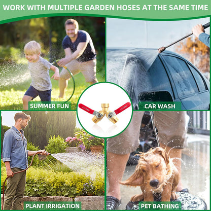 Brass Garden Hose Splitter 2 Way Heavy Duty Y Valve, Upgraded