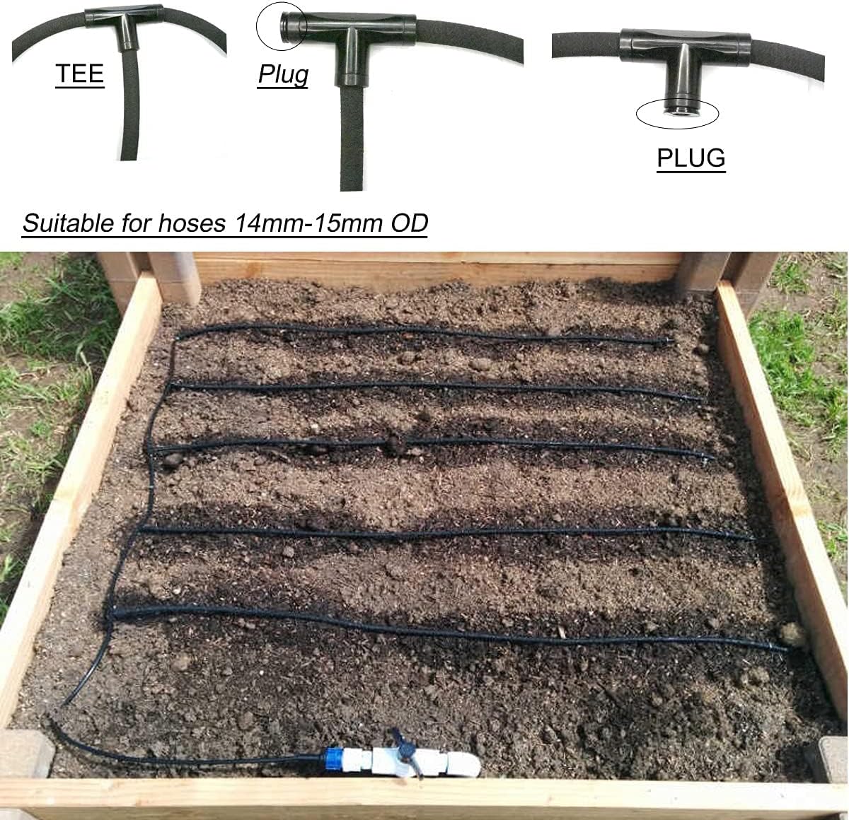 3/8" Soaker Hose Fittings Repair Kit-2Male&2Female&4Tee&2Feeder