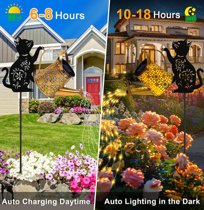 Solar Garden Lights Outdoor Decor, Cat Watering Can Lights for Yard, 1 Pack
