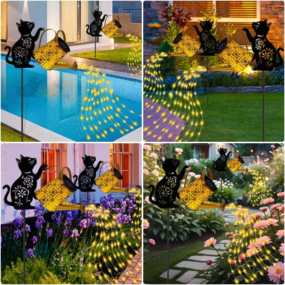 Solar Garden Lights Outdoor Decor, Cat Watering Can Lights for Yard, 1 Pack