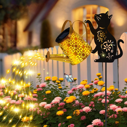 Solar Garden Lights Outdoor Decor, Cat Watering Can Lights for Yard, 1 Pack