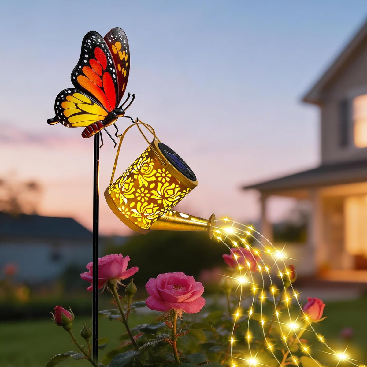 Solar Garden Lights Outdoor Decor, Cat Watering Can Lights for Yard, 1 Pack
