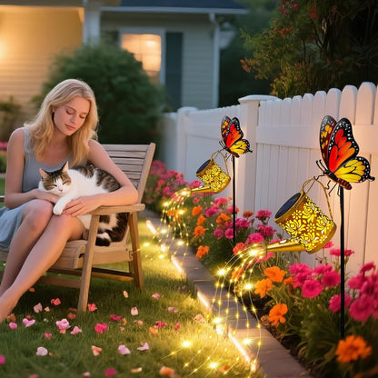 Solar Garden Lights Outdoor Decor, Cat Watering Can Lights for Yard, 1 Pack