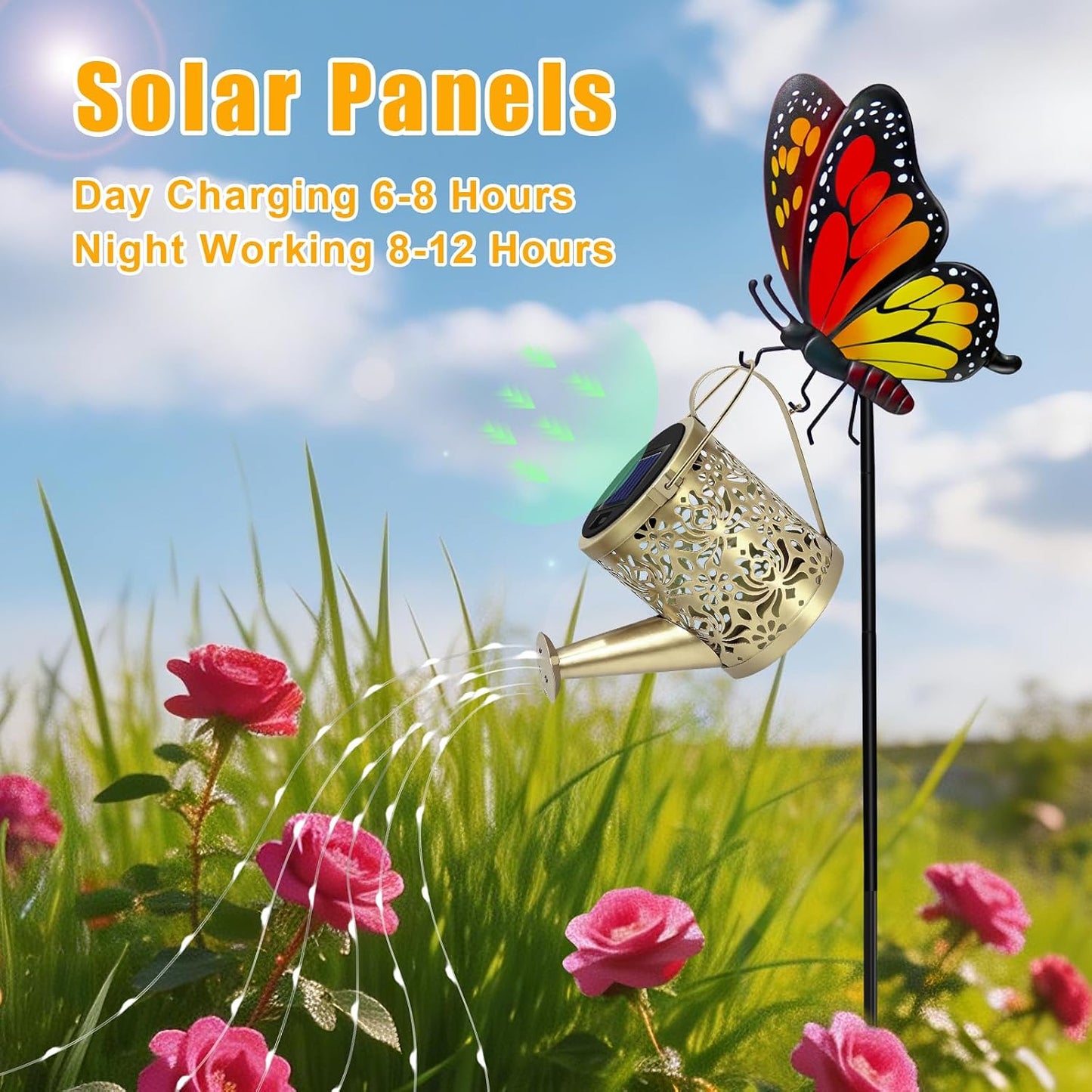 Solar Garden Lights Outdoor Decor, Cat Watering Can Lights for Yard, 1 Pack