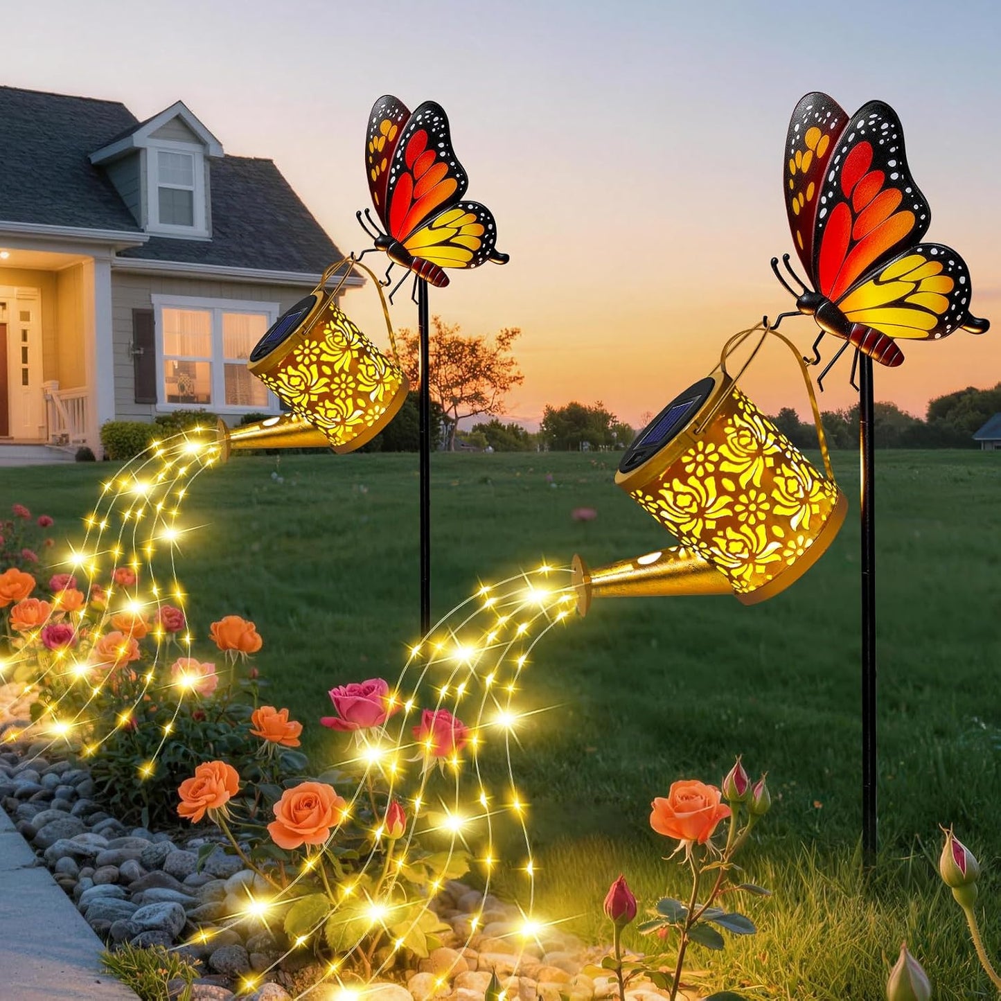 Solar Garden Lights Outdoor Decor, Cat Watering Can Lights for Yard, 1 Pack