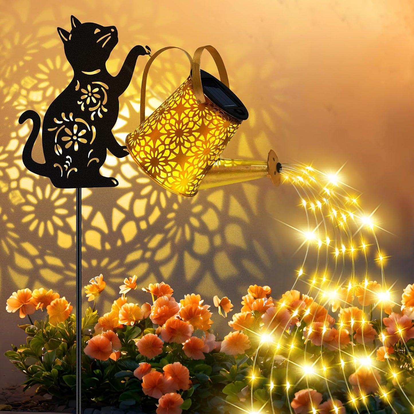 Solar Garden Lights Outdoor Decor, Cat Watering Can Lights for Yard, 1 Pack