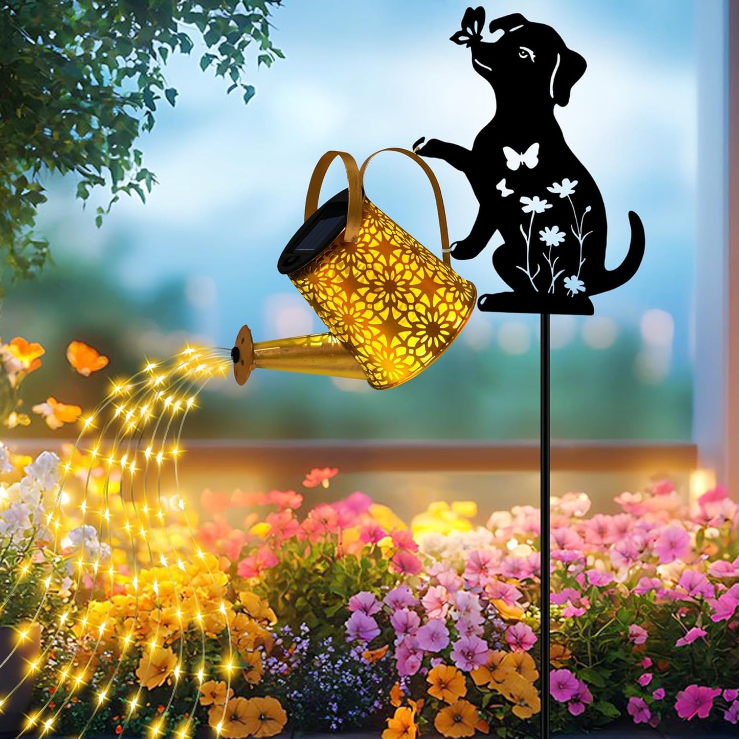 Solar Garden Lights Outdoor Decor, Cat Watering Can Lights for Yard, 1 Pack
