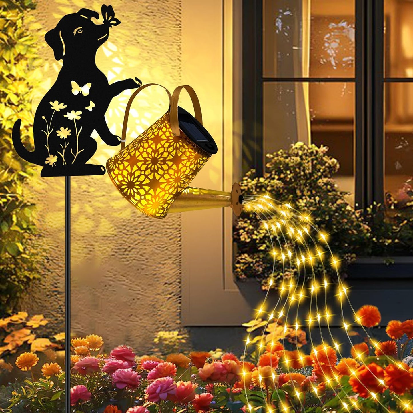 Solar Garden Lights Outdoor Decor, Cat Watering Can Lights for Yard, 1 Pack