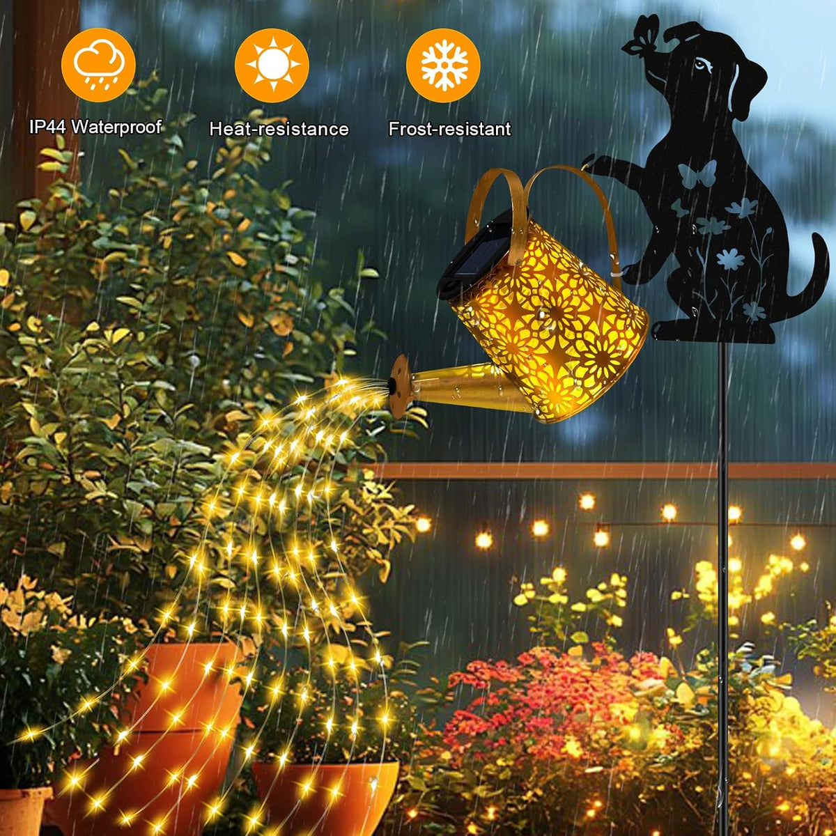 Solar Garden Lights Outdoor Decor, Cat Watering Can Lights for Yard, 1 Pack